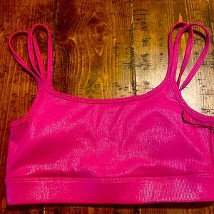NWT. Carbon 38 iridescent foil double strap sports bra.